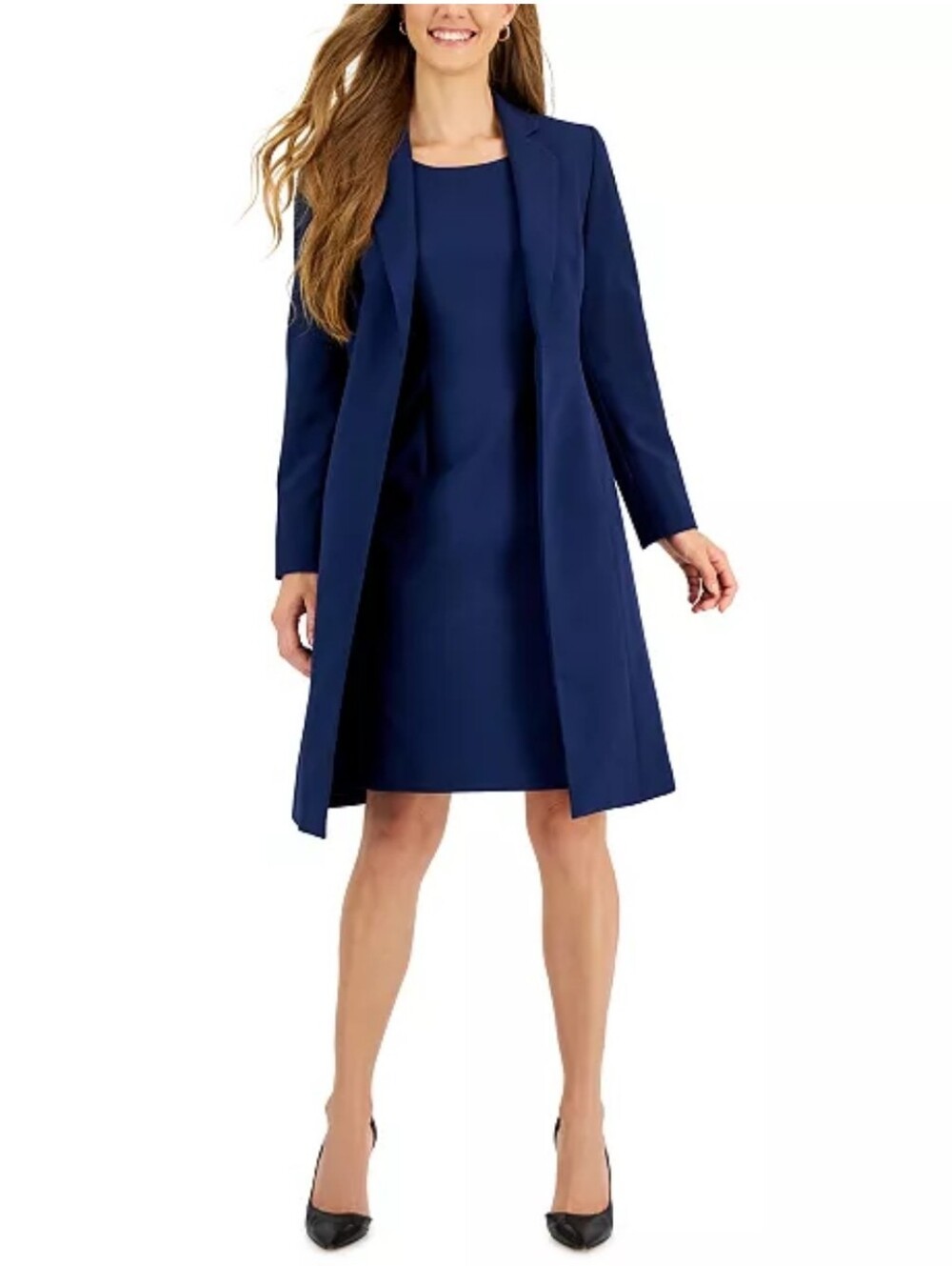 Le Suit petite crepe topper jacket in indigo‎ blue Size 4P